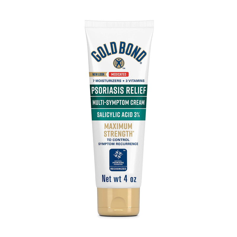 Gold Bond Multi-Symptom Psoriasis Relief Cream, 4 oz., Irritated, Scaling Skin, and Itchy Skin Relief 4 Ounce (Pack of 1)