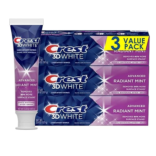 Crest 3D White Toothpaste Radiant Mint, 3.8 Oz (Pack of 3) 3.8 Ounce (Pack of 3)