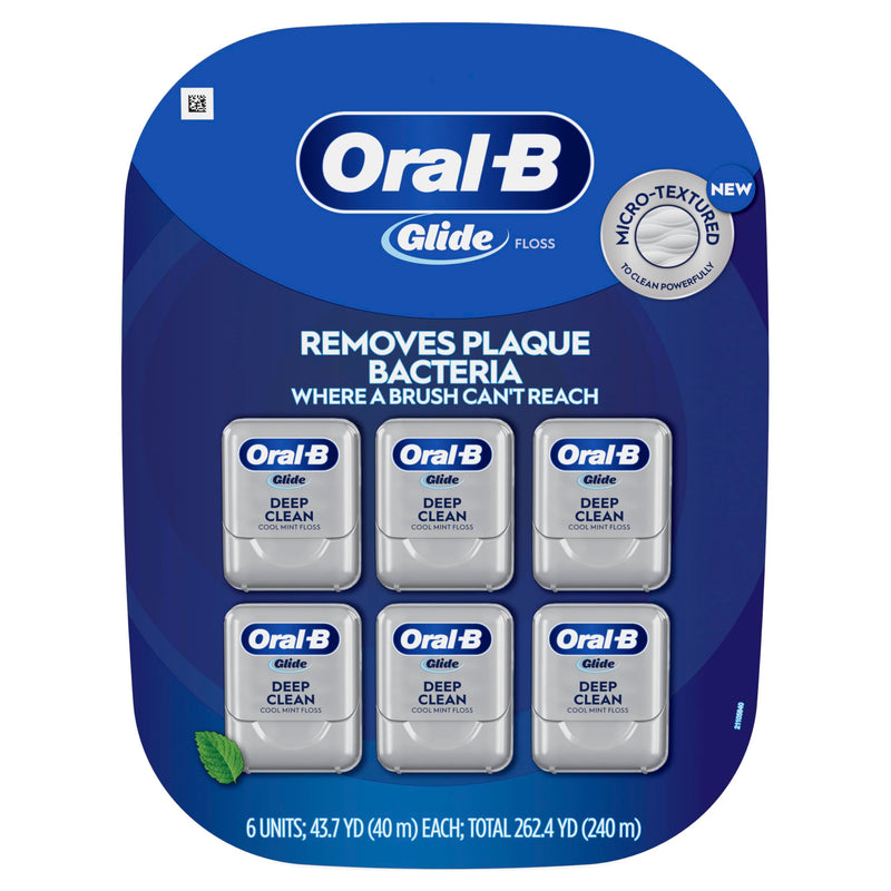 Oral-B Glide Deep Clean Dental Floss, Cool Mint, Value 6 Pack (40m Each) 787.4 Foot (Pack of 1)