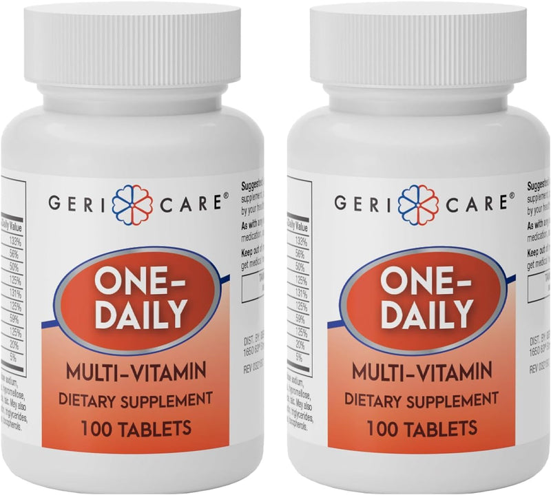 GeriCare One-Daily Multi-Vitamin Tablet, 100 Count Adult Multivitamin Supplement | Easy-to-Take Dietary Supplement with Vitamins A, C, D3, B, Calcium| Vitamin & Mineral Complex (2 Pack) 100 Count (Pack of 2)