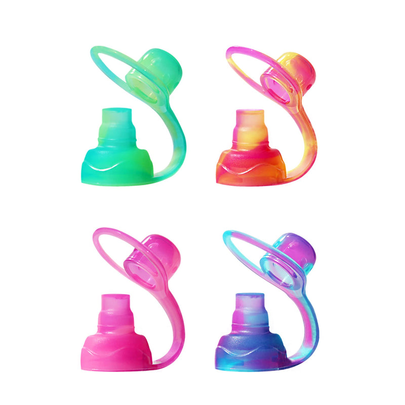 ChooMee SoftSip Food Pouch Top | Baby Led Weaning | No Spill Flow Control Valve, Protects Childs Mouth, 100% Silicone, BPA Free | Swirl Colors, 4 CT - BeesActive Australia