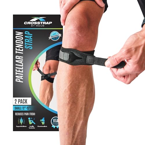 Stabilizing Patella Knee Strap | Patella Tendon Brace for Running, Cycling, Hiking, and Sports | Pain Relief and Support, Knee Stabilizer Brace For Exercise Black 2 Straps (Small)
