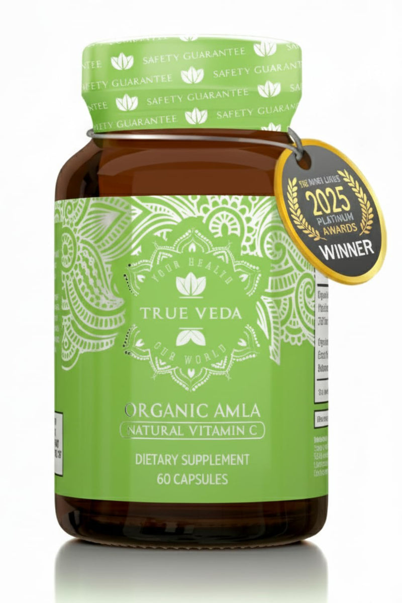 USDA Organic Amla Vitamin C Capsules, Amalaki Indian Gooseberry, 60 Vegan | USDA Certified Organic Supplements| Amla Vitamin C | Indian Gooseberry | Amalaki | Ayurveda | True Veda | Vegan 60 Count (Pack of 1)