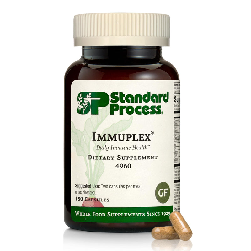 Standard Process Inc. Immuplex - Daily Immune Support Supplement with Folate, Iron, Vitamin C & Vitamin A - Mineral Supplement with Antioxidant Ingredients - 150 Capsules 150 Count (Pack of 1)