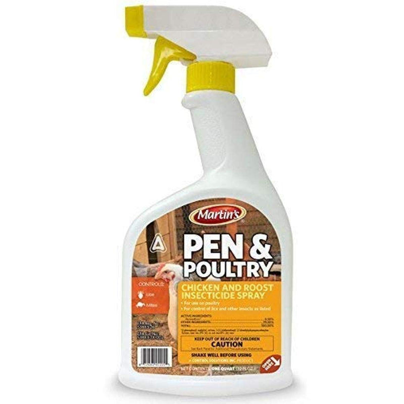 MARTIN'S 825686 s Pen Poultry Insecticide Spray 32oz QUART, 1 Count (Pack of 1), White Bottle - BeesActive Australia