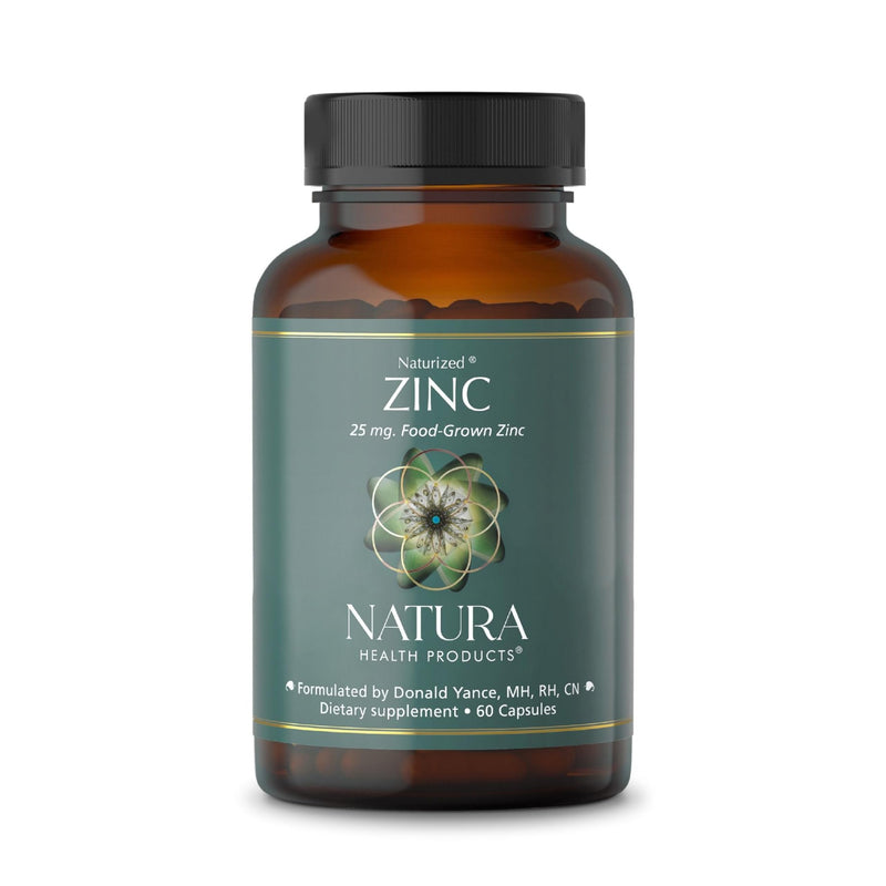 Natura Health Products Zinc 25 mg Food-Grown Bioavailable Supplement 60ct | Naturized whole food mineral supports cellular metabolism, healthy immune response and antioxidant activity, gentle*
