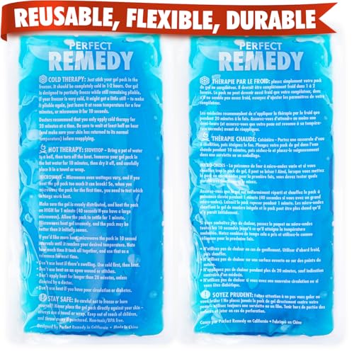 Perfect Remedy 2-Pack Gel Ice Packs for Injuries Reusable, Hot & Cold Pack that’s Durable, Soft & Flexible, Fast Relief & Recovery (Blue, Reg 2PK) Blue Regular 2 Pack