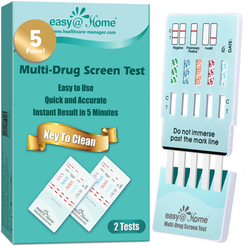 Easy@Home 5 Panel Instant Drug Test Kits - Testing Marijuana (THC), COC, OPI 2000, AMP, MET/mAMP- Urine Dip Drug Testing - #EDOAP-254-2 Pack 2 Count (Pack of 1) - BeesActive Australia