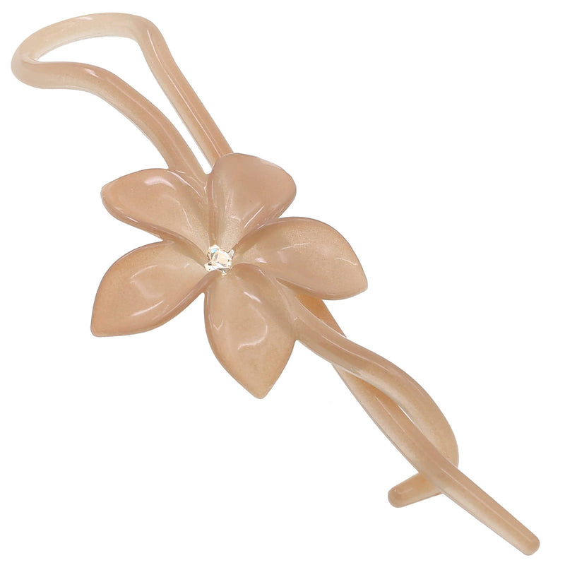 Camila Paris CP2411 French Hair Barrette Pin Clips for Girls, Flower, Beige, No Metal Parts, Strong Hold Grip Hair Clips for Women, No Slip and Durable Styling Girls Hair Accessories, Made in France - BeesActive Australia