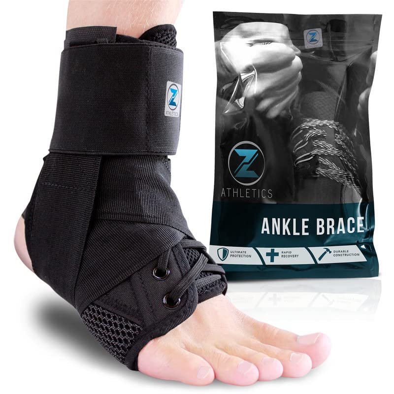 Z ATHLETICS Zenith Ankle Brace, Lace Up Adjustable Support – for Running, Basketball, Injury Recovery, Sprain! Ankle Support Wrap for Men, Women, and Children (Black, Medium) Medium (Pack of 1) Black - BeesActive Australia