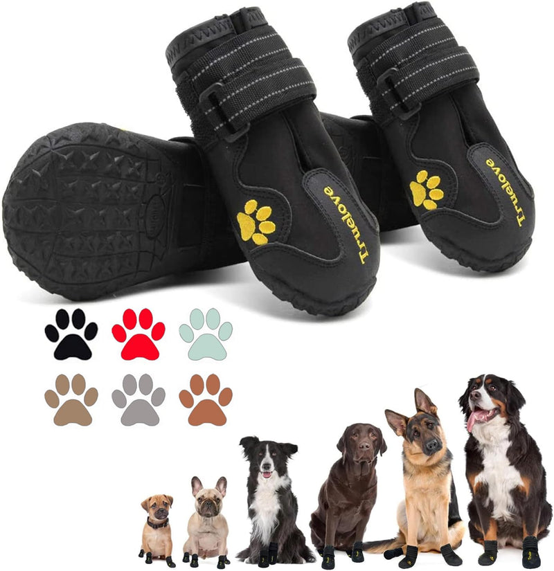 Expawlorer Anti-Slip Dog Shoes Waterproof & Stain Resistant Dog Booties with Reflective Straps for Outdoor Hiking, Black, Size 8: 3.19"x3.03" (L*W) (Pack of 4) Size 8: 3.19"x3.03" (L*W) (Pack of 4) - BeesActive Australia