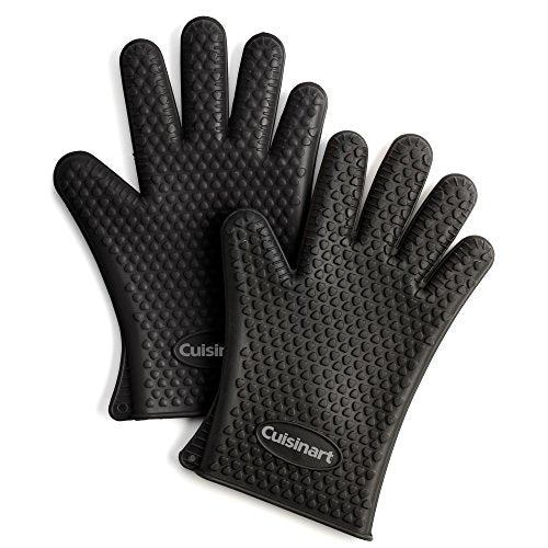 Cuisinart Heat Resistant Silicone Grilling Gloves for Indoor and Outdoor Cooking, Grilling, One Size Heat Resistant Silicone Gloves, 2-Pack