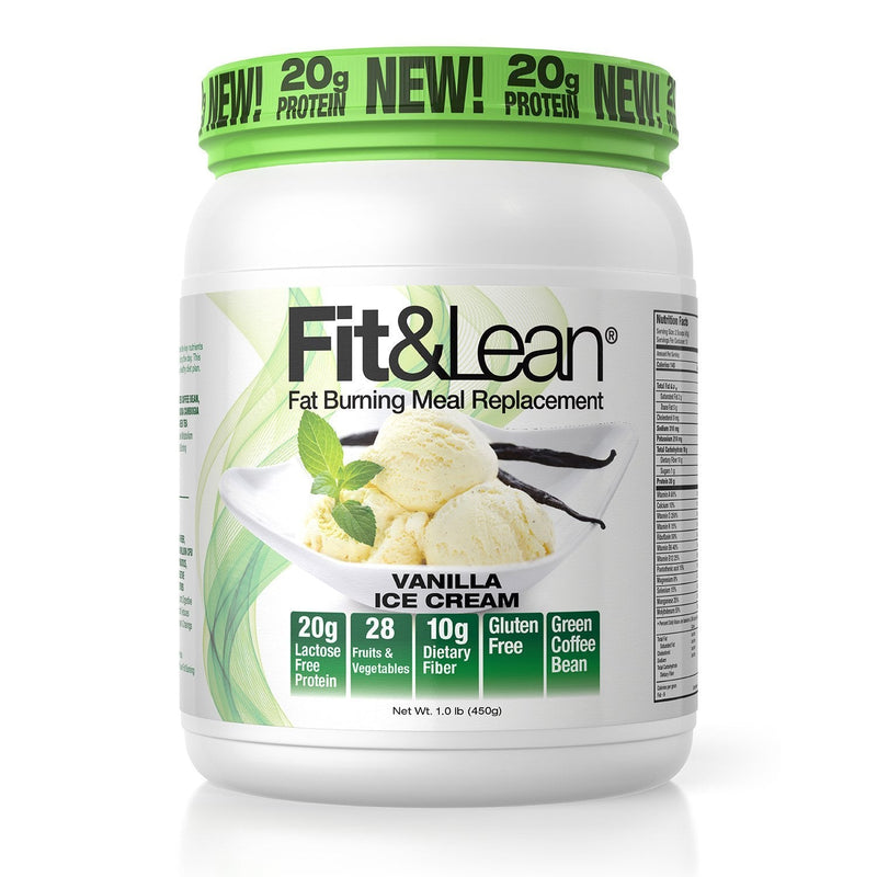 Fit & Lean Meal Shake, Fat Burning Meal Replacement, Protein, Fiber, Probiotics, Vanilla, 1lb, 10 Servings Per Container Vanilla Ice Cream 1 Pound (Pack of 1) - BeesActive Australia