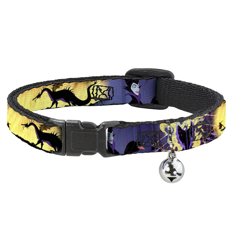 Buckle-Down Breakaway Cat Collar - Maleficent Poses - 1/2" Wide - Fits 8-12" Neck - Medium NARROW MEDIUM - Fits 8-12 Inch (0.5 Inch WIDE) - BeesActive Australia