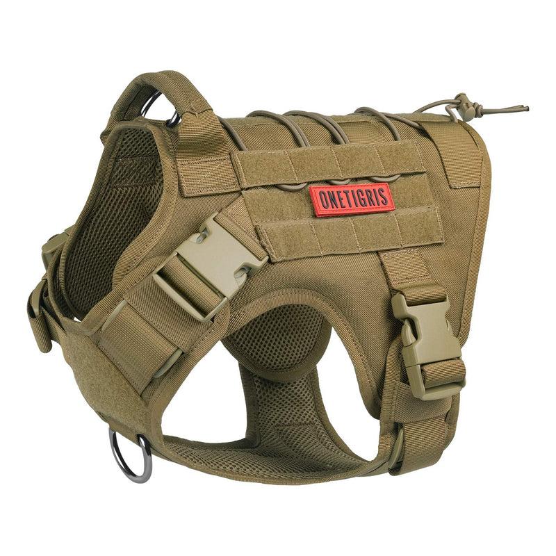 OneTigris Tactical Dog Harness - Fire Watcher Comfortable Patrol Vest (Coyote Brown, Large) L