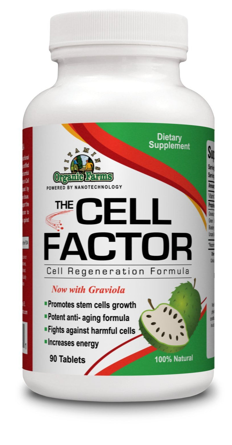 Organic Farms Vitamins Cell Factor Graviola - Cell Regeneration Formula - 100% Natural - Dietary Supplement