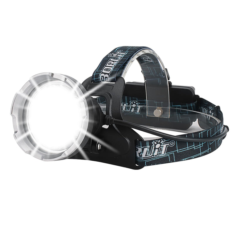 BORUIT B10 Rechargeable Headlamp Super Bright - 4 Modes LED Head Lamp USB-C Waterproof Headlight fit Adult Hunting Fishing Camping Hiking Outdoor White