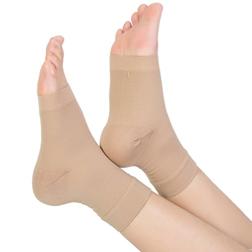 TOFLY Plantar Fasciitis Relief Compression Socks 20-30mmHg for Men & Women Beige 2X-Large (1 Pair)