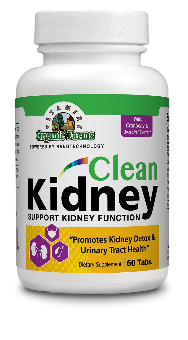 Organic Farms Vitamins 100% Natural Kidney Cleanse to Support Kidney Function, Dietary Supplement Pills for Kidney Flushing, Strengthens The Kidneys, 60 Tablets