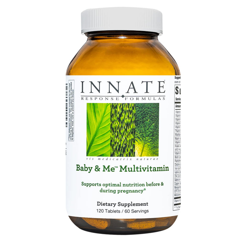 Innate Response Formulas Baby and Me Prenatal Multivitamin, 60 Tablets | Prenatal & Postnatal Vitamins for Women, Choline, Methylfolate, B12 & D3, Vegetarian, Non-GMO, 30 Servings 60 Count (Pack of 1)