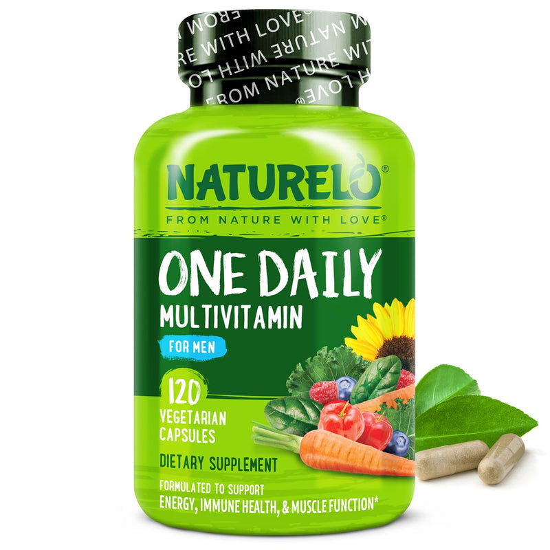 NATURELO Mens Multivitamins - One Daily Multivitamin for Men with Vitamins, Minerals & Organic Whole Foods, Boost Energy & Health, Non-GMO, 120 Vegetarian Capsules 120 Count (Pack of 1)