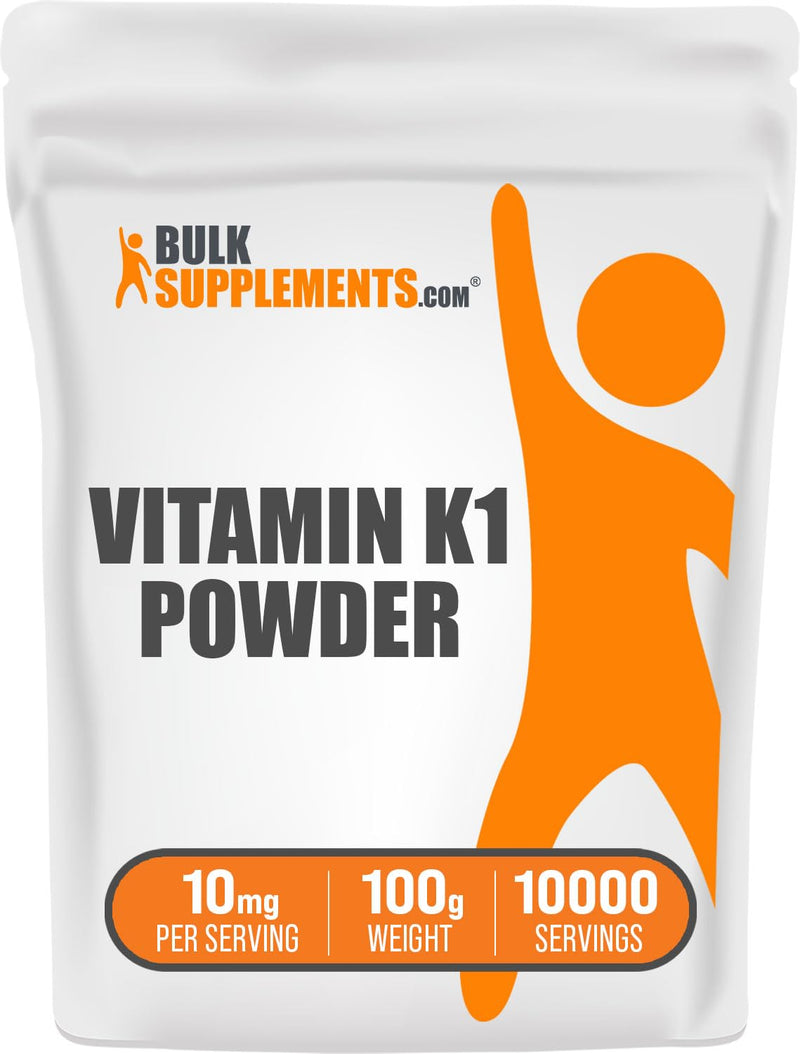 BulkSupplements.com Vitamin K1 Powder - Vitamin K1 Supplement for Bone and Heart Health Support - Gluten Free, 10mg per Serving, 100g (3.5 oz) (Pack of 1) 3.5 Ounce (Pack of 1) - BeesActive Australia