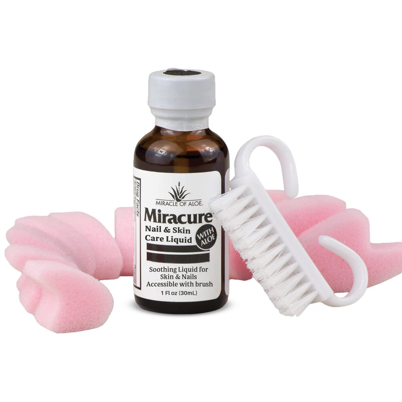 Miracle of Aloe’s Nail & Foot Care Liquid with UltraAloe, Brush & Toe Separators (1 oz)