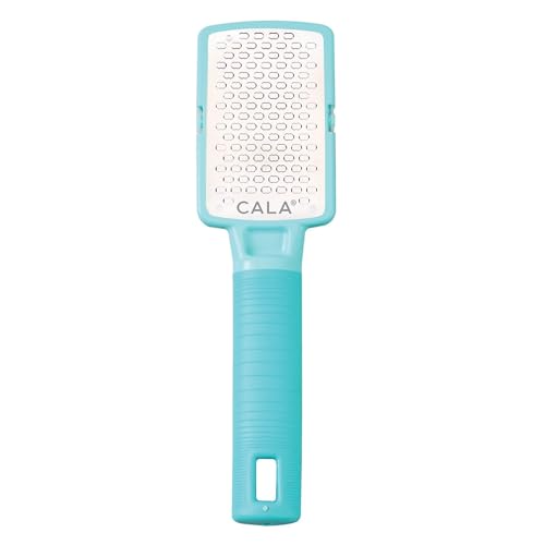 CALA Silky Glide Pro Callus Remover Foot File (Aqua), Stainless Steel Micro-File with Wide Surface for Wet or Dry Skin, Soft Grip Handle for Comfort & Control, Reusable Travel Tool Aqua