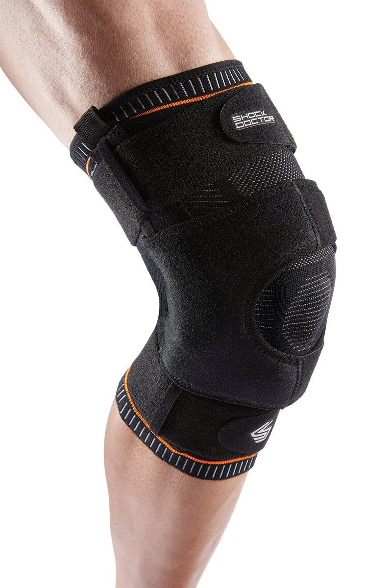 Shock Doctor Ultra Knit Knee Support, Knee Brace for Preventing & Healing Patella Instability, Meniscus Injuries, Minor Ligament Sprains & Hyperextension, for Men & Women, Sold as Single Unit (1) Dual Wrap w/ Hinges (Maximum Support) XLARGE