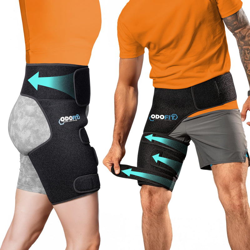 5 in 1 Hip Brace for Women Men Sciatica Pain Relief Devices - Adjustable Groin, Hip Flexor Compression Wrap for Comfortable Thigh, Hamstring & Sciatic Nerve Support, Improved Mobility & Recovery REGULAR RIGHT LEG
