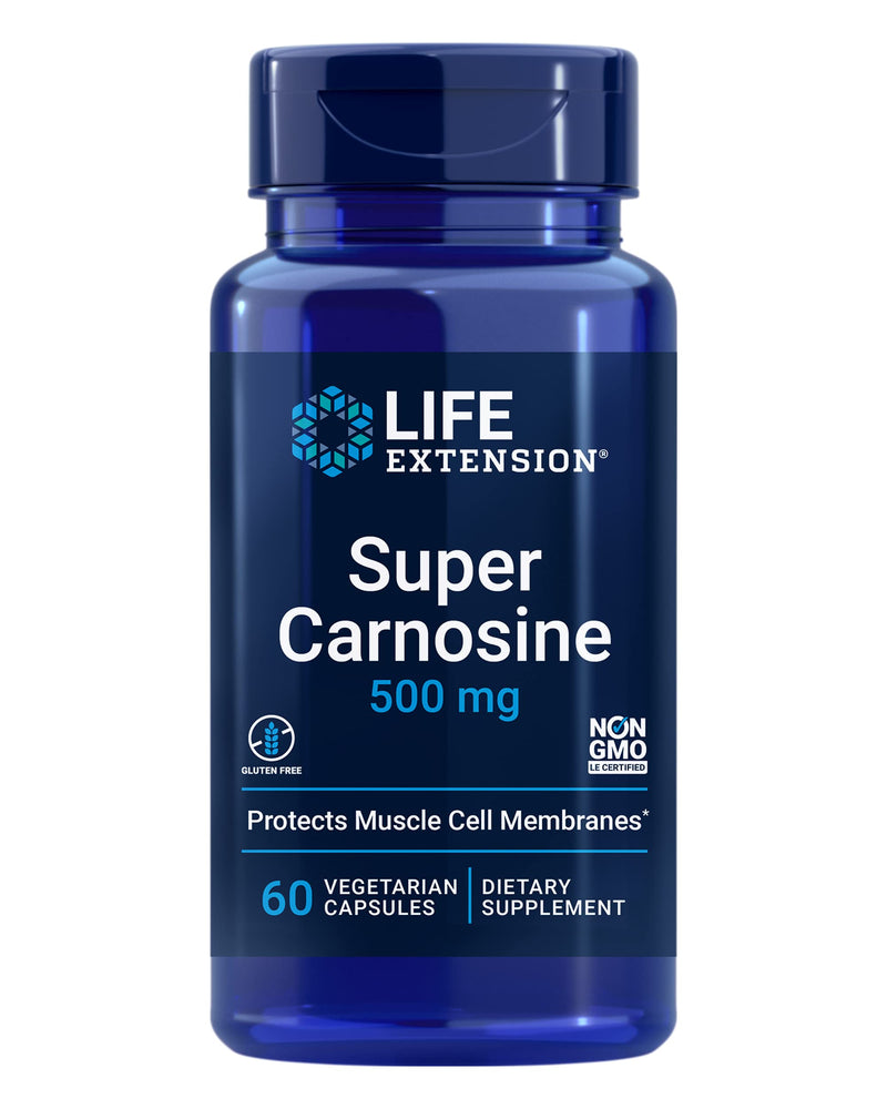 Life Extension Super Carnosine, Heart Health, 60 Capsules | With L-Carnosine, Luteolin & Vitamin B1 for Muscle Support & Exercise Recovery, Gluten-Free, Non-GMO & Vegetarian