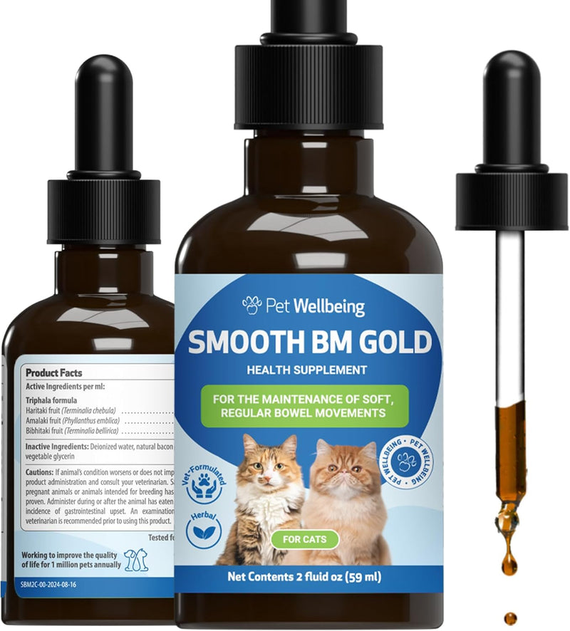 Pet Wellbeing Smooth BM Gold for Cats - Gentle Constipation Relief for Felines - Natural Herbal Supplement 2 oz (59 ml) 2oz - BeesActive Australia