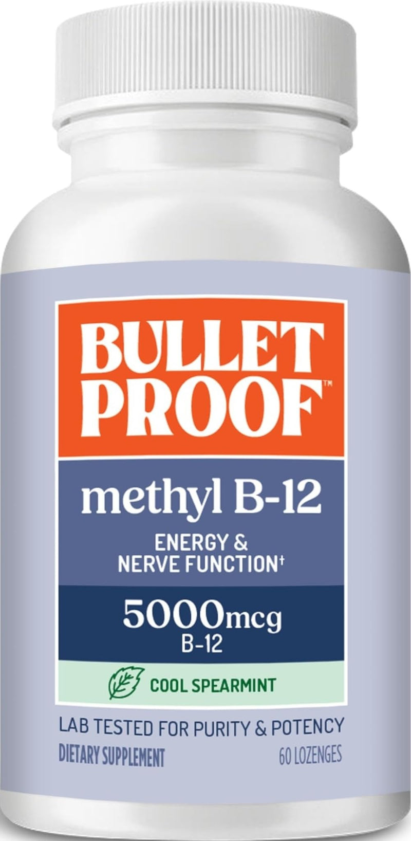 Bulletproof Cool Spearmint Methyl B-12 Lozenges, 60 Count, Supplement for Energy and Nerve Function | Supplement for Energy and Nerve Function