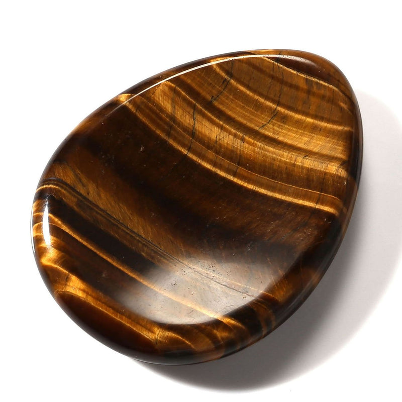 CrystalTears Tiger's Eye Thumb Worry Stone Healing Crystal Pocket Palm Stone Worry Stones for Anxiety Stress Relief #1 Tiger's Eye