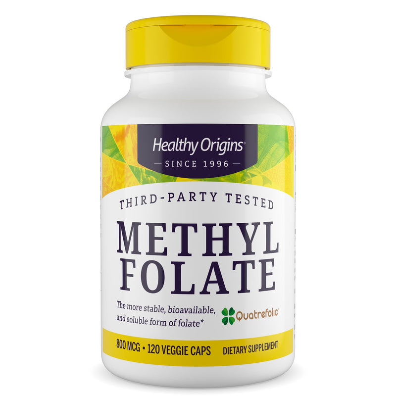Healthy Origins Methyl Folate Quatrefolic 800 mcg, 120 Veggie Caps | Active Quatrefolic methylfolate B9 supports prenatal, brain & heart health. MTHFR-friendly form.