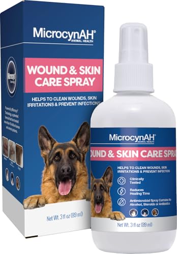 MicrocynAH Wound & Skin Care Spray for Cats, Dogs, Horses & Pets, 3oz Wound & Skin Care Liquid
