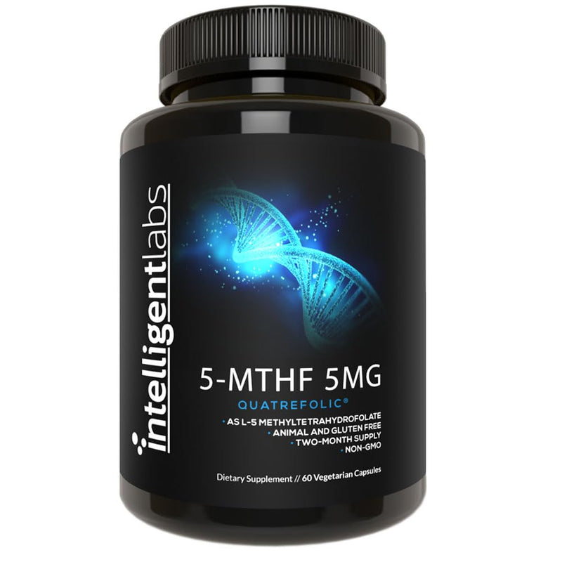 5-MTHF Methylfolate 5mg, Quatrefolic® for MTHFR Support, 60-day supply | 5000mcg of Active Folate. Promotes Cardiovascular Health, Healthy Conception & Fetal Development. Allergen-Free