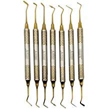 ARTMAN INSTRUMENTS Dental Composite Filling Instruments Kit – 7 Pcs Golden Plasma Coated Stainless Steel for Amalgam, Glass Ionomer, and Restorative
