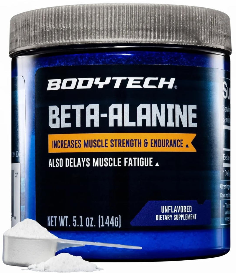 BodyTech Beta Alanine Powder, Unflavored, 5.1 Oz, 90 Servings | Includes 1600 MG CarnoSyn, Supports Muscle Endurance & Strength, Pre Workout & Workout Performance Supplement for Men & Women
