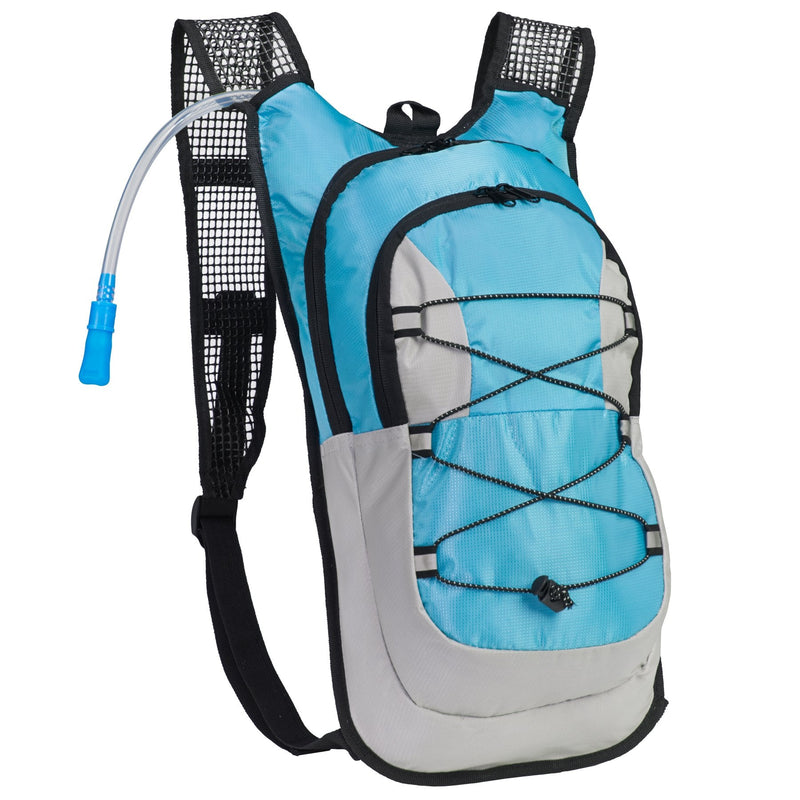 Black Mountain Products Hydration Pack - 2 Liter Water Bladder with Extra Large Storage Compartment Blue