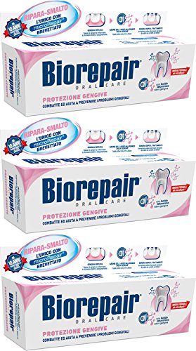 Biorepair: "Protezione Gengive" (Gum Protection) Toothpaste with microRepair, New Formula - 2.5 Fluid Ounce (75ml) Tubes (Pack of 3) [ Italian Import ]