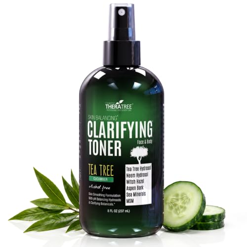 TheraTree Clarifying Toner with Tea Tree, Neem, MSM, Alcohol Free, 8 Fl Oz