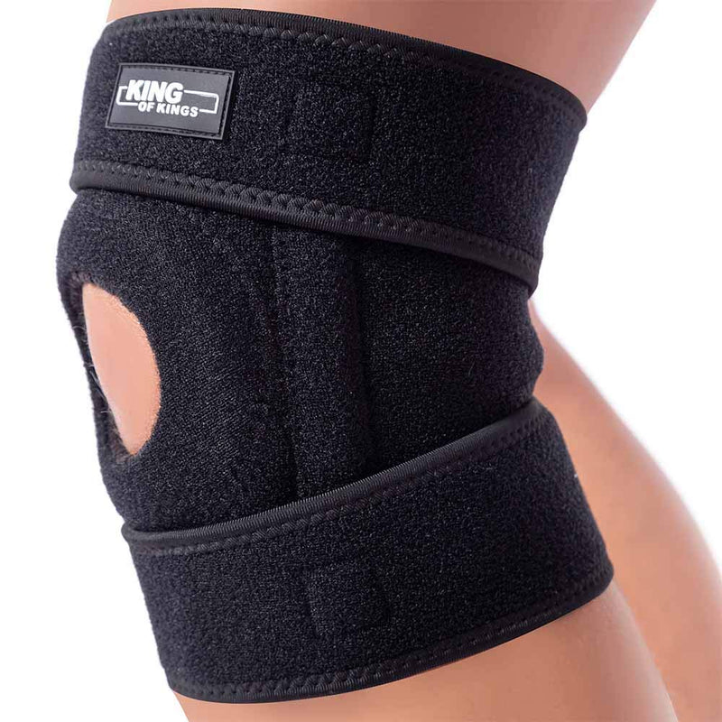 Patella Knee Brace for Arthritis Pain and Support with Side Stabilizers for Meniscus Tear, Women, Men, Acl, Running, Mcl, Tendonitis, Athletic, Lcl - Adjustable Neoprene Open Knee Sleeve -Black Black