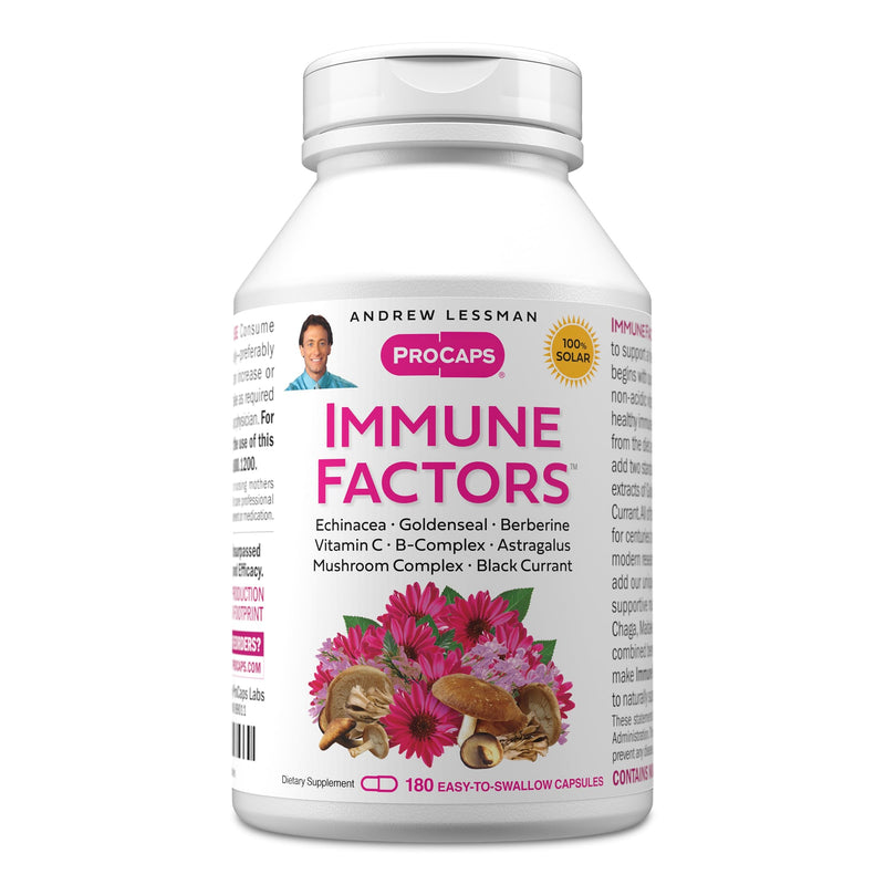 ANDREW LESSMAN Immune Factors 180 Capsules – Echinacea, Goldenseal, Vitamin C, Astragalus, Berberine, Mushroom Blend, Black Currant. Supports and Promotes Immune System and Natural Defenses | A comprehensive blend of botanicals, mushrooms and nutrients...