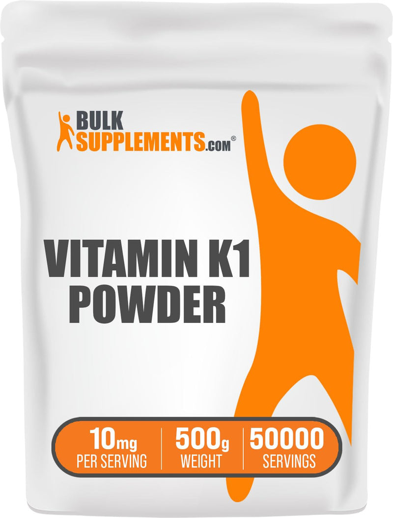 BulkSupplements.com Vitamin K1 Powder - Vitamin K1 Supplement for Bone and Heart Health Support - Gluten Free, 10mg per Serving, 500g (1.1 lbs) (Pack of 1) - BeesActive Australia