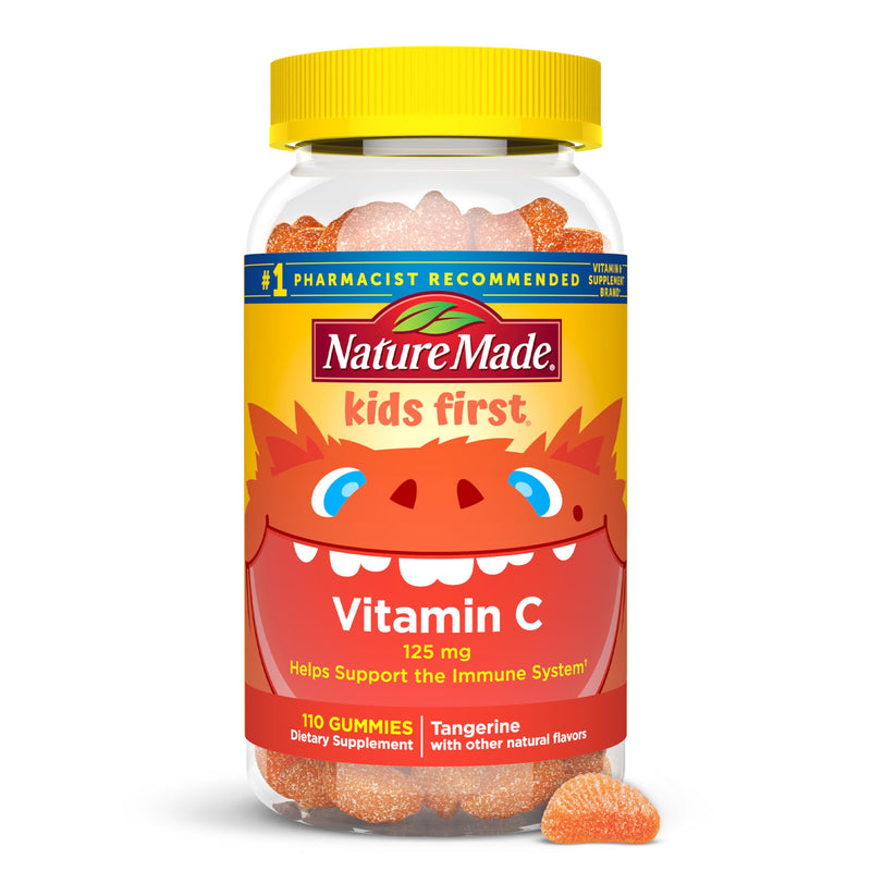 Nature Made Kids First Vitamin C Gummies for Kids, 110 Gummies | Dietary Supplement for Immune Support and Antioxidant Support, Tangerine Flavored Gummies, 110 Day Supply No Artificial Sweeteners 110 Count (Pack of 1)