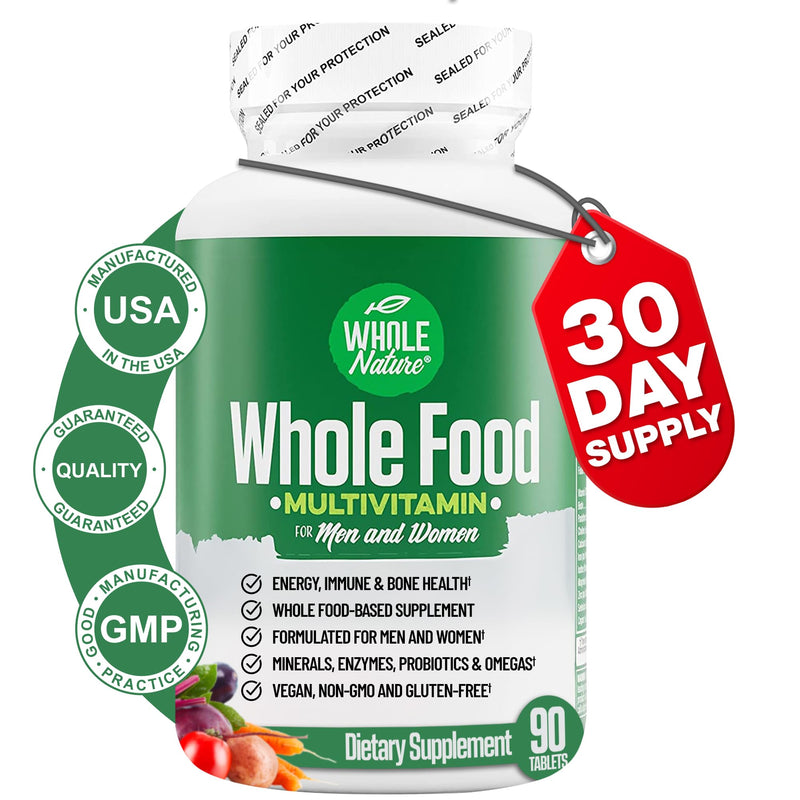 Whole Food Multivitamin for Men and Women Complete Daily Superfood Vitamins Plus Minerals Digestive Enzymes, Probiotics and Omegas. Plant Based Multi Vitamin, Non GMO (1) 1