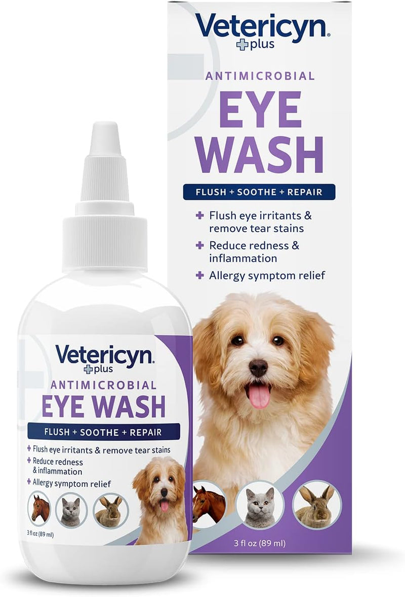 Vetericyn Plus Dog and Cat Eye Wash | Eye Drops for Dogs and Cats to Flush and Soothe Eye Irritations, Dog Tear Stain Cleaner, Safe for All Animals. 3 ounces 3 Fl Oz (Pack of 1) - BeesActive Australia