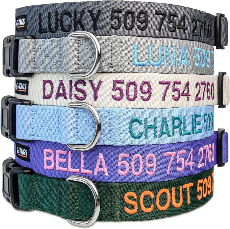 GoTags Personalized Dog Collar, Custom Embroidered Pet ID Dog Collar with Pet Name and Phone Number, Adjustable with Quick Release Snap Buckle - BeesActive Australia