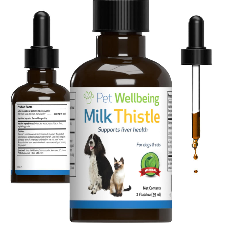 Pet Wellbeing Milk Thistle for Cats - Supports Liver Health, Healthy Detoxification, Antioxidant Support, Liver Cell Support, Silymarins - Veterinarian-Formulated Herbal Supplement (2 fl oz (59 ml) 2 Fl Oz (Pack of 1) - BeesActive Australia